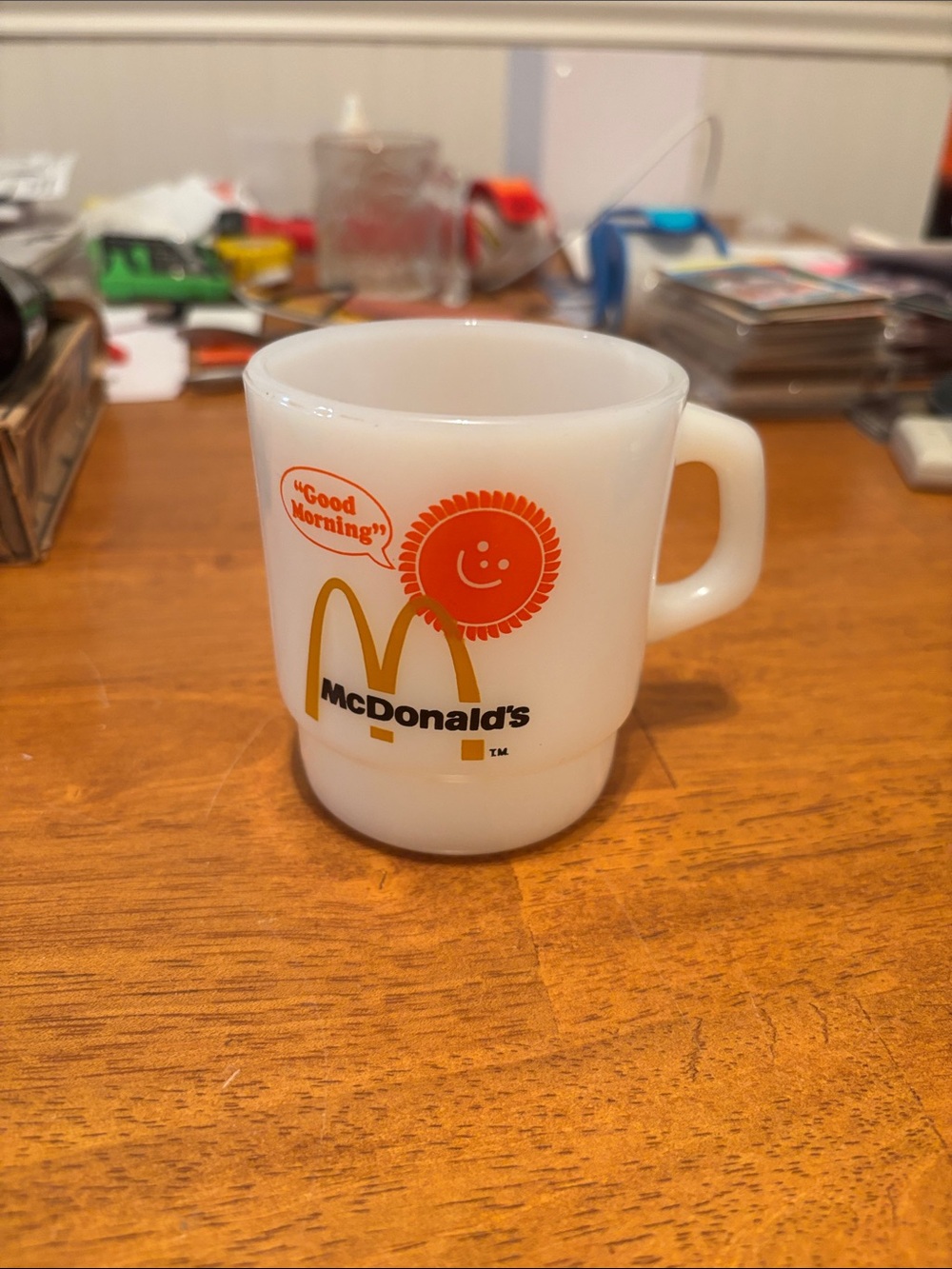 Vintage McDonalds Good Morning Coffee Mug Fire King Anchor Hocking Mug Glass